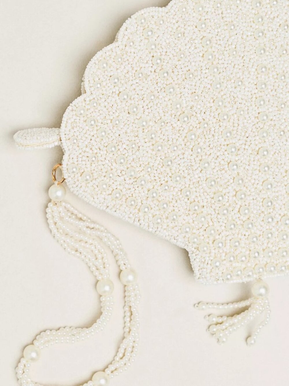 Anthropologie Beaded Shell Crossbody Icon Bag | White | New With Tags - Picture 3 of 3